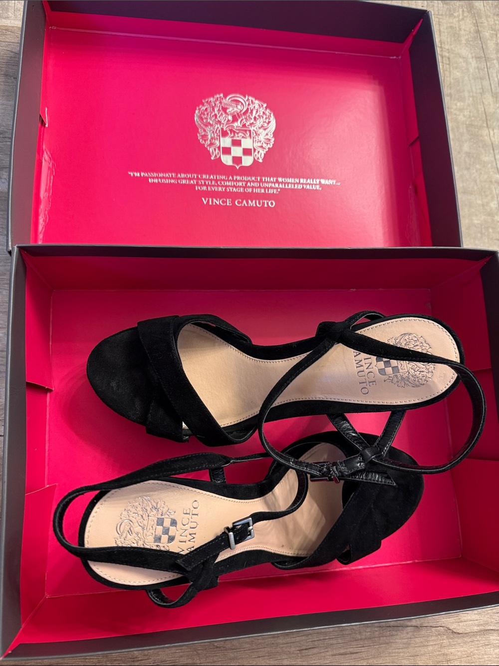 Vince Camuto Black Suede Platform Sandals size 9.5
